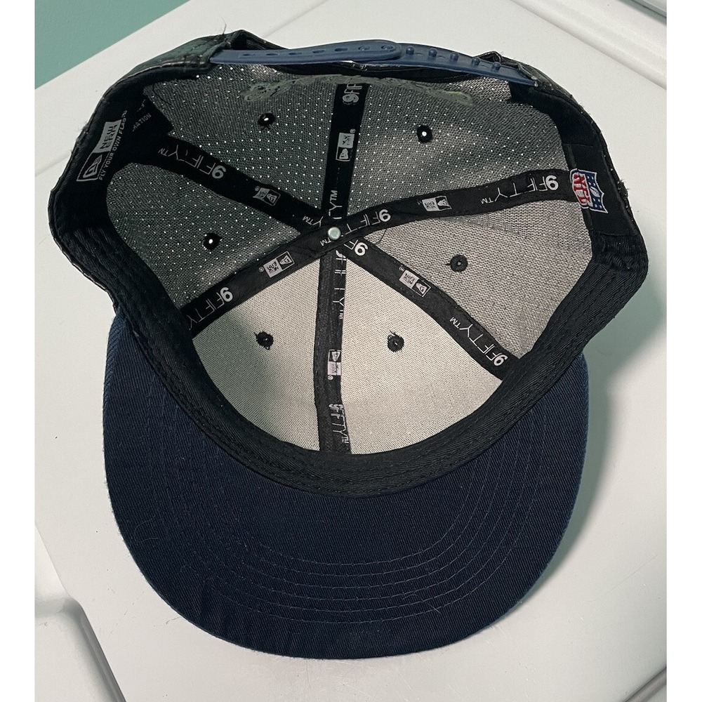 Seattle Seahawks 9FIFTY Black Vinyl Snapback Hat New Era NFL Adjustable Cap - Picture 6 of 6